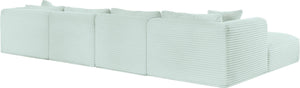 Meridian Furniture Shaggy Six Piece Modular Sectional Mint Corduroy Performance Fabric Plush Family Room 641Mint-Sec6E