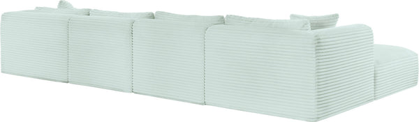 Meridian Furniture Shaggy Six Piece Modular Sectional Mint Corduroy Performance Fabric Plush Family Room 641Mint-Sec6E