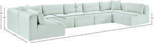 Meridian Furniture Shaggy Seven Piece Modular Sectional Mint Corduroy Performance Fabric Plush Living Room Sofa 641Mint-Sec7A