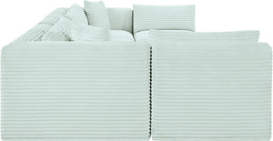 Meridian Furniture Shaggy Seven Piece Modular Sectional Mint Corduroy Performance Fabric Plush Living Room Sofa 641Mint-Sec7A