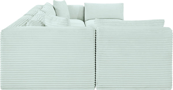 Meridian Furniture Shaggy Seven Piece Modular Sectional Mint Corduroy Performance Fabric Plush Living Room Sofa 641Mint-Sec7A