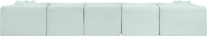 Meridian Furniture Shaggy Seven Piece Modular Sectional Mint Corduroy Performance Fabric Plush Living Room Sofa 641Mint-Sec7A