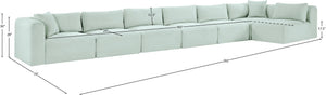 Meridian Furniture Shaggy Mint Corduroy Modular Sectional Seven Piece Plush Performance Fabric Living Room Sofa 641Mint-Sec7B