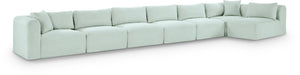 Meridian Furniture Shaggy Mint Corduroy Modular Sectional Seven Piece Plush Performance Fabric Living Room Sofa 641Mint-Sec7B