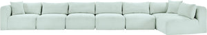 Meridian Furniture Shaggy Mint Corduroy Modular Sectional Seven Piece Plush Performance Fabric Living Room Sofa 641Mint-Sec7B