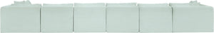 Meridian Furniture Shaggy Mint Corduroy Modular Sectional Seven Piece Plush Performance Fabric Living Room Sofa 641Mint-Sec7B
