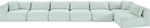 Meridian Furniture Shaggy Mint Corduroy Modular Sectional Seven Piece Plush Performance Fabric Living Room Sofa 641Mint-Sec7B