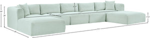 Meridian Furniture Shaggy Seven Piece Modular Sectional in Stain Resistant Mint Corduroy Performance Fabric 641Mint-Sec7C