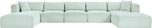 Meridian Furniture Shaggy Seven Piece Modular Sectional in Stain Resistant Mint Corduroy Performance Fabric 641Mint-Sec7C