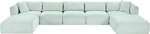Meridian Furniture Shaggy Seven Piece Modular Sectional in Stain Resistant Mint Corduroy Performance Fabric 641Mint-Sec7C