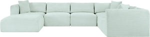 Meridian Furniture Shaggy Seven Piece Modular Sectional Mint Corduroy Performance Fabric Living Room Sofa 641Mint-Sec7D