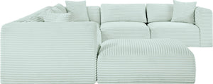 Meridian Furniture Shaggy Seven Piece Modular Sectional Mint Corduroy Performance Fabric Living Room Sofa 641Mint-Sec7D