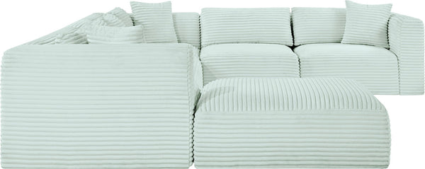 Meridian Furniture Shaggy Seven Piece Modular Sectional Mint Corduroy Performance Fabric Living Room Sofa 641Mint-Sec7D