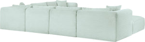 Meridian Furniture Shaggy Seven Piece Modular Sectional Mint Corduroy Performance Fabric Living Room Sofa 641Mint-Sec7D