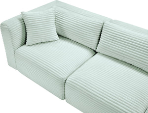 Meridian Furniture Shaggy Seven Piece Modular Sectional Mint Corduroy Performance Fabric Living Room Sofa 641Mint-Sec7D