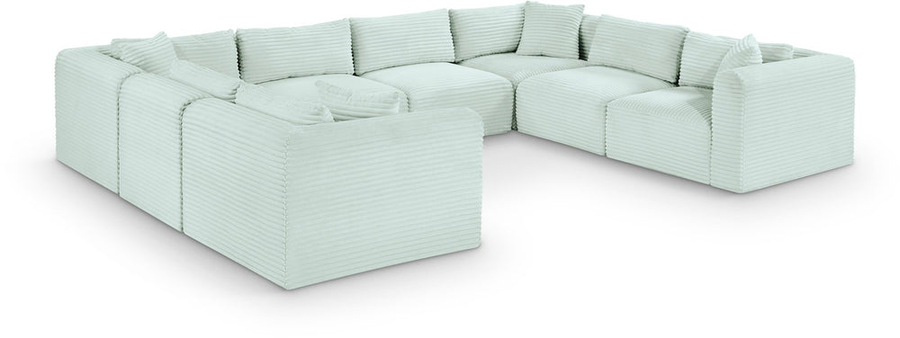 Meridian Furniture Shaggy 8 Piece Modular Sectional Corduroy Upholstered Sofa for Eclectic Living Rooms 641Mint-Sec8A