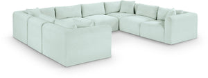 Meridian Furniture Shaggy 8 Piece Modular Sectional Corduroy Upholstered Sofa for Eclectic Living Rooms 641Mint-Sec8A