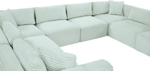 Meridian Furniture Shaggy 8 Piece Modular Sectional Corduroy Upholstered Sofa for Eclectic Living Rooms 641Mint-Sec8A