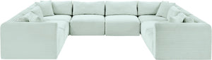 Meridian Furniture Shaggy 8 Piece Modular Sectional Corduroy Upholstered Sofa for Eclectic Living Rooms 641Mint-Sec8A