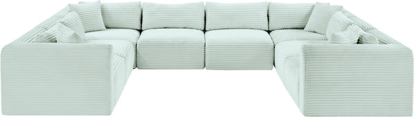 Meridian Furniture Shaggy 8 Piece Modular Sectional Corduroy Upholstered Sofa for Eclectic Living Rooms 641Mint-Sec8A