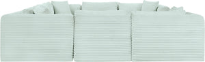 Meridian Furniture Shaggy 8 Piece Modular Sectional Corduroy Upholstered Sofa for Eclectic Living Rooms 641Mint-Sec8A