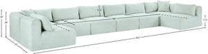 Meridian Furniture Shaggy 8 Piece Modular Sectional Corduroy Upholstered Sofa for Open Living Spaces 641Mint-Sec8B