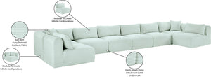 Meridian Furniture Shaggy 8 Piece Modular Sectional Corduroy Upholstered Sofa for Open Living Spaces 641Mint-Sec8B