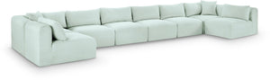 Meridian Furniture Shaggy 8 Piece Modular Sectional Corduroy Upholstered Sofa for Open Living Spaces 641Mint-Sec8B