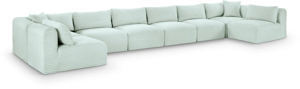 Meridian Furniture Shaggy 8 Piece Modular Sectional Corduroy Upholstered Sofa for Open Living Spaces 641Mint-Sec8B