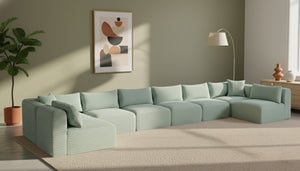 Meridian Furniture Shaggy 8 Piece Modular Sectional Corduroy Upholstered Sofa for Open Living Spaces 641Mint-Sec8B