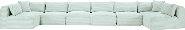 Meridian Furniture Shaggy 8 Piece Modular Sectional Corduroy Upholstered Sofa for Open Living Spaces 641Mint-Sec8B