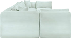 Meridian Furniture Shaggy 8 Piece Modular Sectional Corduroy Upholstered Sofa for Open Living Spaces 641Mint-Sec8B