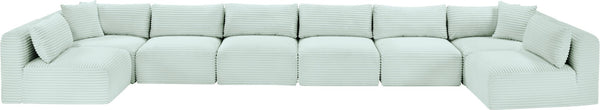Meridian Furniture Shaggy 8 Piece Modular Sectional Corduroy Upholstered Sofa for Open Living Spaces 641Mint-Sec8B