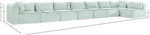 Meridian Furniture Shaggy Eight Piece Modular Sectional Plush Corduroy Performance Fabric Lounge Sofa 641Mint-Sec8C
