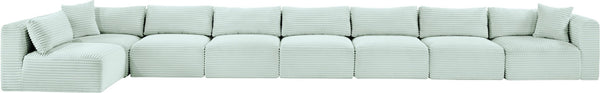Meridian Furniture Shaggy Eight Piece Modular Sectional Plush Corduroy Performance Fabric Lounge Sofa 641Mint-Sec8C