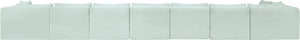 Meridian Furniture Shaggy Eight Piece Modular Sectional Plush Corduroy Performance Fabric Lounge Sofa 641Mint-Sec8C