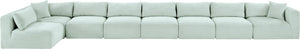 Meridian Furniture Shaggy Eight Piece Modular Sectional Plush Corduroy Performance Fabric Lounge Sofa 641Mint-Sec8C