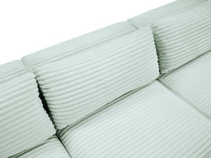 Meridian Furniture Shaggy Eight Piece Modular Sectional Plush Corduroy Performance Fabric Lounge Sofa 641Mint-Sec8C
