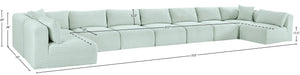 Meridian Furniture Shaggy Nine Piece Modular Sectional Plush Corduroy Upholstery for Large Living Rooms 641Mint-Sec9A