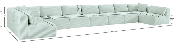 Meridian Furniture Shaggy Nine Piece Modular Sectional Plush Corduroy Upholstery for Large Living Rooms 641Mint-Sec9A