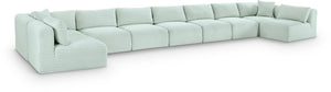 Meridian Furniture Shaggy Nine Piece Modular Sectional Plush Corduroy Upholstery for Large Living Rooms 641Mint-Sec9A