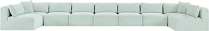 Meridian Furniture Shaggy Nine Piece Modular Sectional Plush Corduroy Upholstery for Large Living Rooms 641Mint-Sec9A