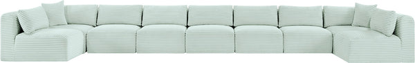 Meridian Furniture Shaggy Nine Piece Modular Sectional Plush Corduroy Upholstery for Large Living Rooms 641Mint-Sec9A