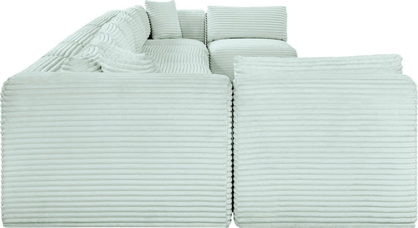 Meridian Furniture Shaggy Nine Piece Modular Sectional Plush Corduroy Upholstery for Large Living Rooms 641Mint-Sec9A