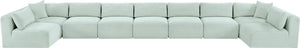 Meridian Furniture Shaggy Nine Piece Modular Sectional Plush Corduroy Upholstery for Large Living Rooms 641Mint-Sec9A