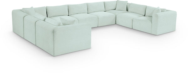 Meridian Furniture Shaggy Nine Piece Modular Sectional Mint Corduroy Performance Fabric Living Room Sofa Set 641Mint-Sec9B