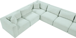 Meridian Furniture Shaggy Nine Piece Modular Sectional Mint Corduroy Performance Fabric Living Room Sofa Set 641Mint-Sec9B