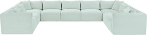 Meridian Furniture Shaggy Nine Piece Modular Sectional Mint Corduroy Performance Fabric Living Room Sofa Set 641Mint-Sec9B