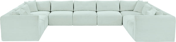 Meridian Furniture Shaggy Nine Piece Modular Sectional Mint Corduroy Performance Fabric Living Room Sofa Set 641Mint-Sec9B