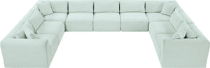 Meridian Furniture Shaggy Nine Piece Modular Sectional Mint Corduroy Performance Fabric Living Room Sofa Set 641Mint-Sec9B